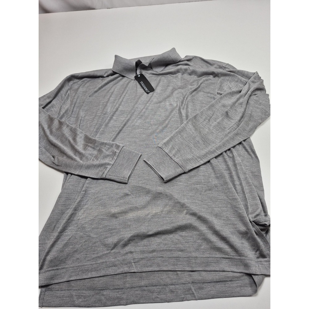 Tulliano Sweater Mens 2XL Gray Silk Mock Neck Lightweight Knit Pullover FLAW